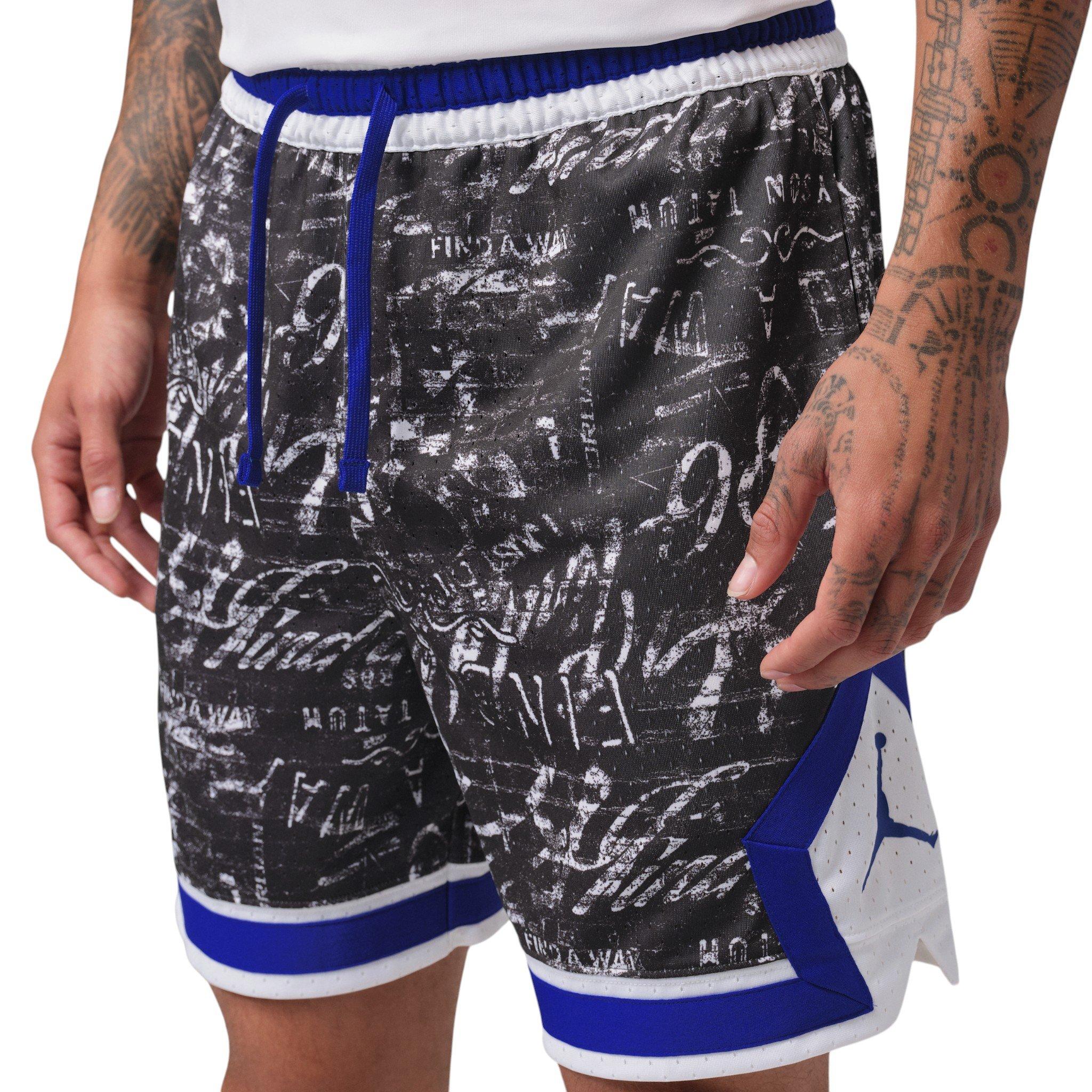 Jordan Men's Tatum Sport Dri-FIT AOP Diamond Basketball Shorts - White/Concord - WHITE